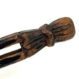 Fancy 19th Century Carved Double Ball in Cage Whimsy (Presumed Weaving Shuttle) in Original Polychrome #2