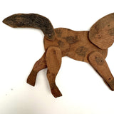 Super Sweet, Very Naive Old Spotted, Jointed Wooden Toy Horse
