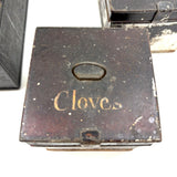 C. 1880s Spice Box with Hand-lettered--and Spice Filled!--Tin Canisters