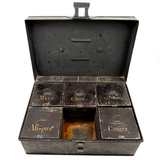 C. 1880s Spice Box with Hand-lettered--and Spice Filled!--Tin Canisters