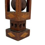 Architectural Antique Tall Ball in Cage Whimsy with Inlaid Shapes and Bulb Top