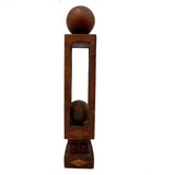 Architectural Antique Tall Ball in Cage Whimsy with Inlaid Shapes and Bulb Top