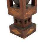 Architectural Antique Tall Ball in Cage Whimsy with Inlaid Shapes and Bulb Top