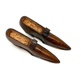 Great Old Carved, Varnished Pair of Pointy Toed, Kitten Heeled Wooden Shoes