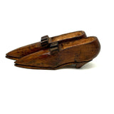 Great Old Carved, Varnished Pair of Pointy Toed, Kitten Heeled Wooden Shoes