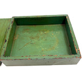 Sweet c. 1930s-40s Hand-painted Folk Art Wooden Box with White House, Many Flowers, and Smoking Chimney