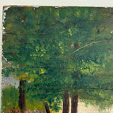 Sweet c. 1930s-40s Hand-painted Folk Art Wooden Box with White House, Many Flowers, and Smoking Chimney