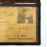 Raymond Till, Accounting Dept, Boston Navy Yard Early Photo ID Pass in Leather Sleeve