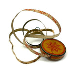 Antique Cloth Measuring Tape in Lovely Tin Litho Case with Winder