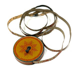 Antique Cloth Measuring Tape in Lovely Tin Litho Case with Winder