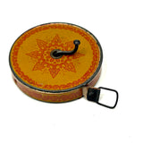 Antique Cloth Measuring Tape in Lovely Tin Litho Case with Winder