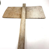 Men Working, c. 1940s Hand-painted Hardboard Sign on Wooden Post