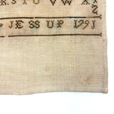 Salle Jessup, 1791 Small Alphabet Sampler with Staccato Rhythm