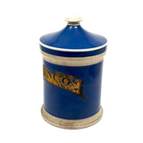 ZINCO, Gorgeous Large 19th Century Ironstone Apothecary Jar with Hand-painted Label Over Gold Leaf