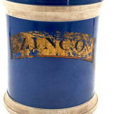 ZINCO, Gorgeous Large 19th Century Ironstone Apothecary Jar with Hand-painted Label Over Gold Leaf