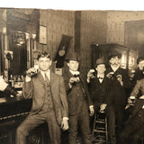 Bottoms Up, Fabulous c. 1900 Mounted Photo of Three Generations in Tavern