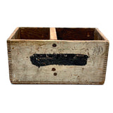Satisfying Old Jointed, Divided Wooden Crate with Black Stripe