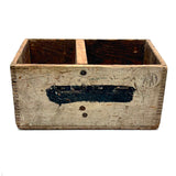 Satisfying Old Jointed, Divided Wooden Crate with Black Stripe