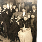 Bottoms Up, Fabulous c. 1900 Mounted Photo of Three Generations in Tavern