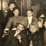 Bottoms Up, Fabulous c. 1900 Mounted Photo of Three Generations in Tavern