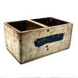 Satisfying Old Jointed, Divided Wooden Crate with Black Stripe
