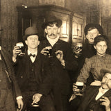 Bottoms Up, Fabulous c. 1900 Mounted Photo of Three Generations in Tavern