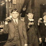 Bottoms Up, Fabulous c. 1900 Mounted Photo of Three Generations in Tavern