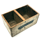 Satisfying Old Jointed, Divided Wooden Crate with Black Stripe
