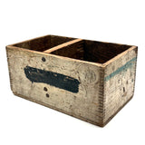 Satisfying Old Jointed, Divided Wooden Crate with Black Stripe