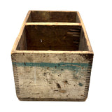 Satisfying Old Jointed, Divided Wooden Crate with Black Stripe