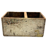 Satisfying Old Jointed, Divided Wooden Crate with Black Stripe