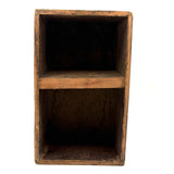 Satisfying Old Jointed, Divided Wooden Crate with Black Stripe