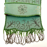 Tie Hamghr, Wonderfully Tender, Naive 1934 Iroquois Beadwork on Silk Hanger