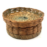 Sweet Little Antique Penobscot Splint Ash and Sweetgrass Basket, Low and Round