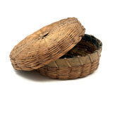 Sweet Little Antique Penobscot Splint Ash and Sweetgrass Basket, Low and Round