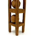 Nicely Architectural Old Carved Pine Double Ball in Cage Whimsy with Gabled "Roof"