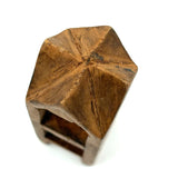 Nicely Architectural Old Carved Pine Double Ball in Cage Whimsy with Gabled "Roof"