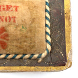 C. 1830 Folk Art Forget me Not Box with Stencil Painted Velvet Top and Fabulous Interior Mirror