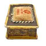 C. 1830 Folk Art Forget me Not Box with Stencil Painted Velvet Top and Fabulous Interior Mirror