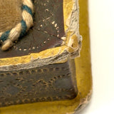 C. 1830 Folk Art Forget me Not Box with Stencil Painted Velvet Top and Fabulous Interior Mirror