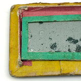 C. 1830 Folk Art Forget me Not Box with Stencil Painted Velvet Top and Fabulous Interior Mirror