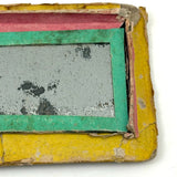 C. 1830 Folk Art Forget me Not Box with Stencil Painted Velvet Top and Fabulous Interior Mirror