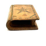 SOLD 19th Century Book Shaped Spruce Gum Box with wonderful Inlays and Chip Carving (No Slide)