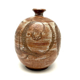 Earthy, Beautifully Crafted 20th Century Studio Pottery Bottle with Wax Resist Decoration