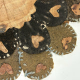 Most Wonderful 19th C. Miniature Penny Rug/Candle Mat with Hearts Everywhere