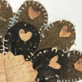Most Wonderful 19th C. Miniature Penny Rug/Candle Mat with Hearts Everywhere