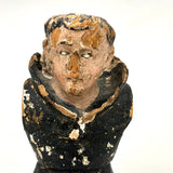 Fantastically Weathered Antique Carved Santos with Intense White Glass Gaze