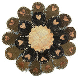 Most Wonderful 19th C. Miniature Penny Rug/Candle Mat with Hearts Everywhere