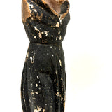 Fantastically Weathered Antique Carved Santos with Intense White Glass Gaze