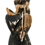 Fantastically Weathered Antique Carved Santos with Intense White Glass Gaze